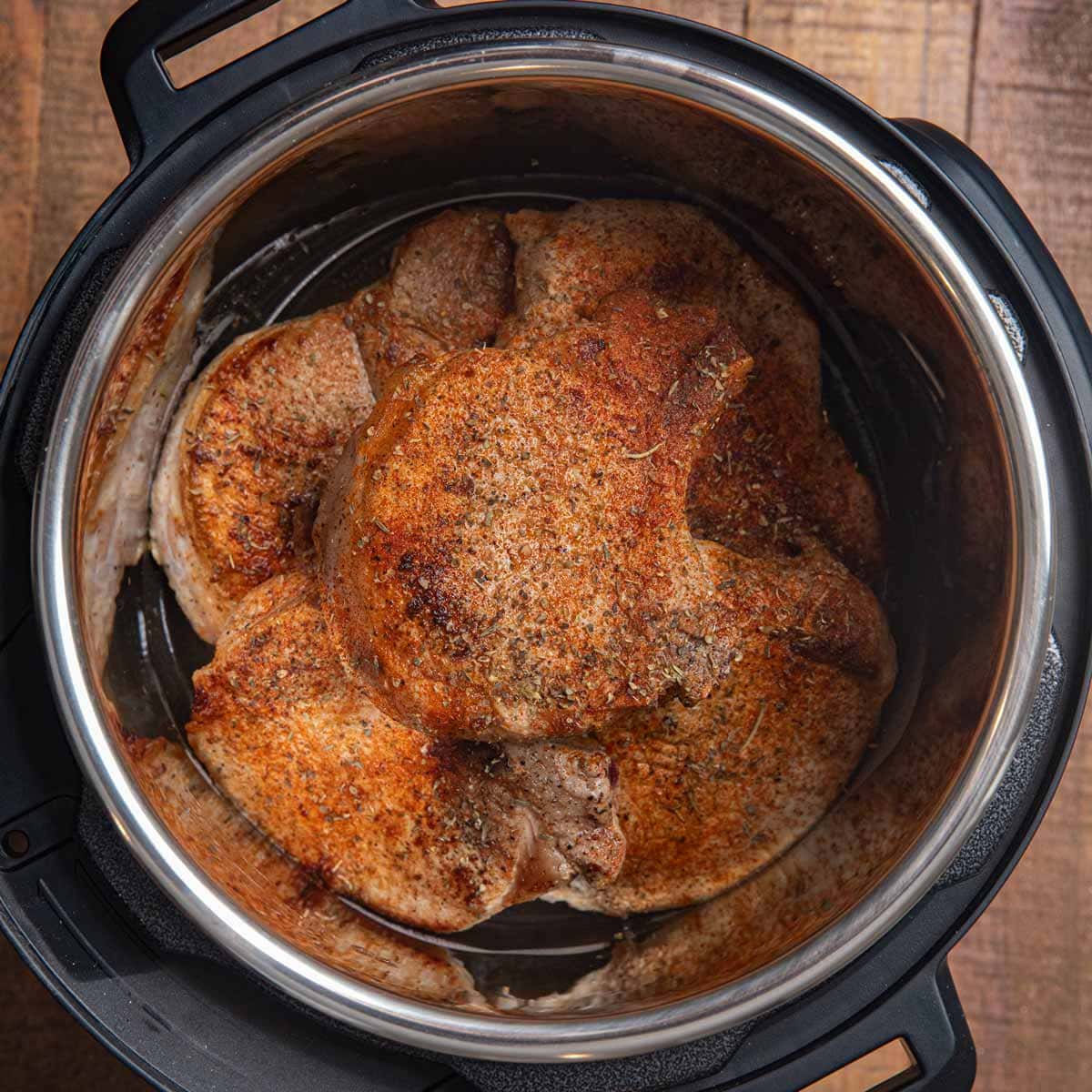 frozen pork chops in a pressure cooker